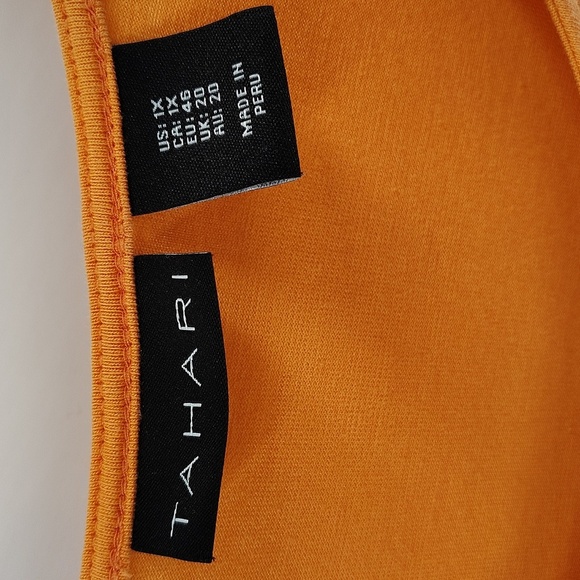 Tahari Orange Pullover Top Size 1X Stretch Basic Tee Shirt Sleeve - Picture 4 of 5